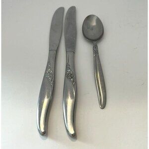 Lot of 3 ONEIDA SILVER La Rose Stainless Discontinued 1967‎ Glossy Flatware